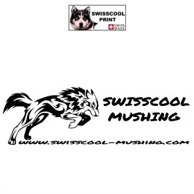 Autocollant Swisscool Mushing - Chiens de sport et de traineau - noir