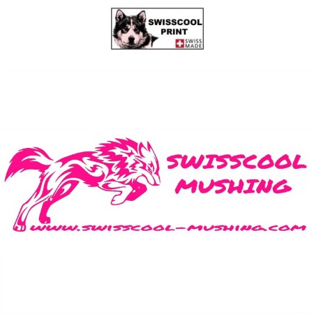 Autocollant Swisscool Mushing - Chiens de sport et de traineau - rose