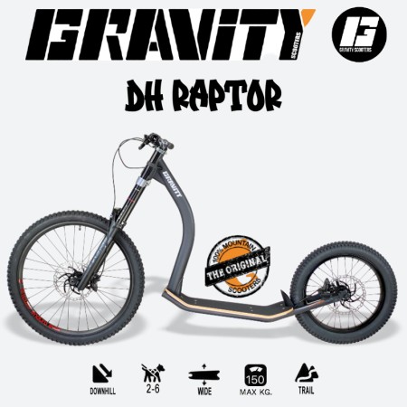 Trottinette de descente Gravity DH Raptor - Le top de la Trottinette de descente - Avec ou sans chiens - vue de profil