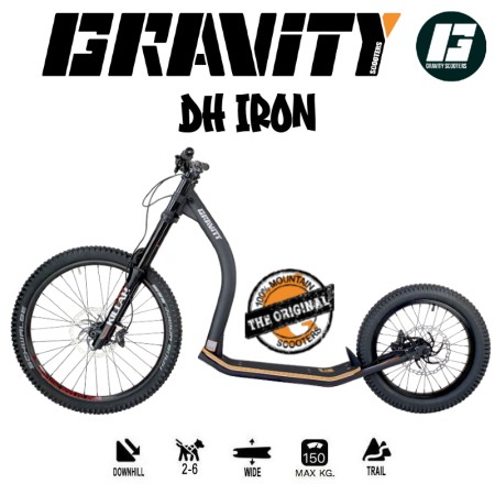 Trottinette de descente Gravity DH Iron - Le top de la Trottinette de descente - Avec ou sans chiens - vue de profil