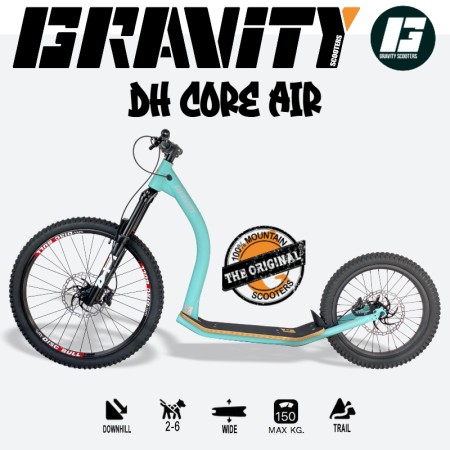 Trottinette de descente Gravity DH Core Air - Découverte du plaisir de la descente  - vue de profil - bleu ciel