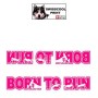 Autocollant lettrage BORN TO RUN avec Attelage chiens de traineau - Stickers voiture - chiens de sport - rose