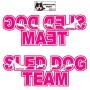 Autocollant lettrage SLED DOG TEAM avec Attelage chiens de traineau - Stickers voiture - chiens de sport - rose