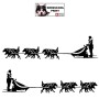 Autocollant Mushing - musher avec son traineau et son attelage de six chiens - Stickers voiture - noir