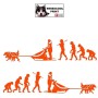 Autocollant Mushing avec attelage chien de traineau - Evolution humaine - Stickers voiture - orange