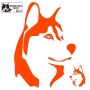 Autocollant illustrant une tête de husky - Vue de profil - Stickers voiture - chiens de sport et de traineau - orange