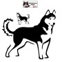 Autocollant chien husky debout - Vue de profil - Stickers voiture - chiens de sport et de traineau - noir