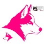 Autocollant illustrant une tête de husky - Vue de profil - Stickers voiture - chiens de sport et de traineau - rose