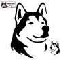 Autocollant illustrant une tête de malamute - Vue de profil - Stickers voiture - chiens de sport et de traineau - noir