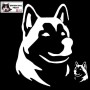 Autocollant illustrant une tête de malamute - Vue de profil - Stickers voiture - chiens de sport et de traineau - blanc