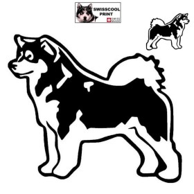 Autocollant chien malamute debout - Vue de profil - Stickers voiture - chiens de sport et de traineau - noir