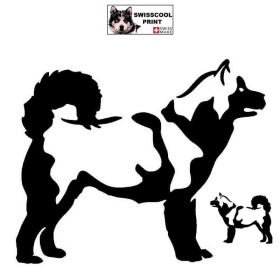 Autocollant chien malamute debout - Vue de profil - Stickers voiture - chiens de sport et de traineau - noir