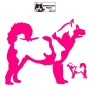Autocollant chien malamute debout - Vue de profil - Stickers voiture - chiens de sport et de traineau - rose