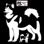 Autocollant chien malamute debout - Vue de profil - Stickers voiture - chiens de sport et de traineau - blanc