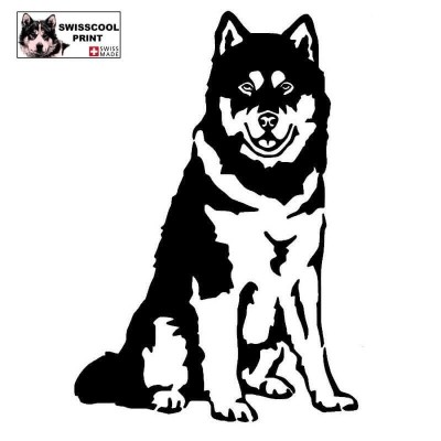 Autocollant chien malamute debout - Vue de face - Stickers voiture - chiens de sport et de traineau - noir