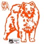 Autocollant chien samoyède debout - Vue de profil - Stickers voiture - chiens de sport et de traineau - orange