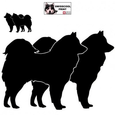 Autocollant chien samoyède debout - Silhouette de profil - Stickers voiture - chiens de sport et de traineau - noir