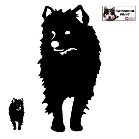Autocollant chien samoyède debout - Silhouette - Stickers voiture - chiens de sport et de traineau - noir
