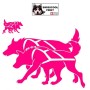 Autocollant chiens nordiques avec harnais - Stickers voiture - chiens de traineau - rose