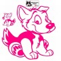 Autocollant chiot nordique  - Stickers voiture - chiens de traineau - rose