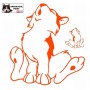 Autocollant chiot nordique hurlant à la lune  - Stickers voiture - chiens de traineau - orange