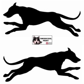 Autocollant chiens de traineau moderne - Vue de profil - alaskan husky, eurohound, greyster, ESD - sticker voiture - noir