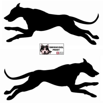 Autocollant chiens de traineau moderne - Vue de profil - alaskan husky, eurohound, greyster, ESD - sticker voiture - noir