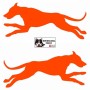Autocollant chiens de traineau moderne - Vue de profil - alaskan husky, eurohound, greyster, ESD - sticker voiture - orange