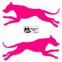 Autocollant chiens de traineau moderne - Vue de profil - alaskan husky, eurohound, greyster, ESD - sticker voiture - rose