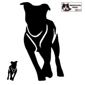 Autocollant chiens de traineau moderne - Vue de face - alaskan husky, eurohound, greyster, ESD - sticker voiture - noir