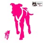 Autocollant chiens de traineau moderne - Vue de face - alaskan husky, eurohound, greyster, ESD - sticker voiture - rose