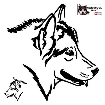Autocollant illustrant une tête de Loup - Vue de profil - Loup Totem - Stickers voiture - noir
