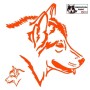 Autocollant illustrant une tête de Loup - Vue de profil - Loup Totem - Stickers voiture - orange