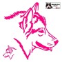 Autocollant illustrant une tête de Loup - Vue de profil - Loup Totem - Stickers voiture - rose