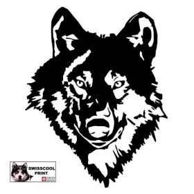 Autocollant illustrant une tête de Loup - Vue de face - Loup Spirituel - Stickers voiture - noir