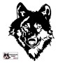 Autocollant illustrant une tête de Loup - Vue de face - Loup Spirituel - Stickers voiture - noir