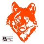 Autocollant illustrant une tête de Loup - Vue de face - Loup Spirituel - Stickers voiture - orange