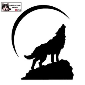 Sous la lumière argentée de la lune, le hurlement du loup résonne, porteur de mystère et de liberté. - noir