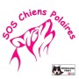 sticker autocollant association sos chiens polaires - chiens de traineau - chien nordique - rose