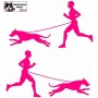 Homme pratiquant du canicross avec son chien - Autocollant Canicross - Stickers voiture - rose