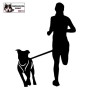 Homme pratiquant du canicross avec son chien - Vue de face - Autocollant Canicross - noir