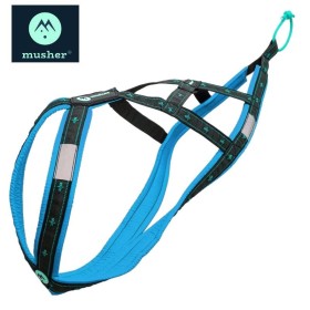 Harnais Koyuk de Musher - Harnais de traction pour chien (x-back) - vue profil - turquoise