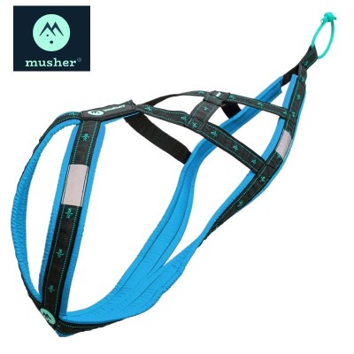 Harnais Koyuk de Musher - Harnais de traction pour chien (x-back) - vue profil - turquoise