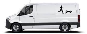autocollant canicross - homme avec chien - autocollant voiture