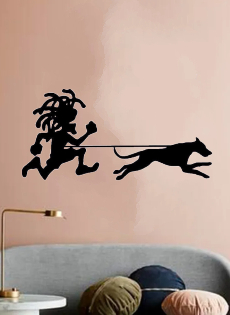 autocollant canicross - homme avec chien - rasta avec chien - autocollant voiture