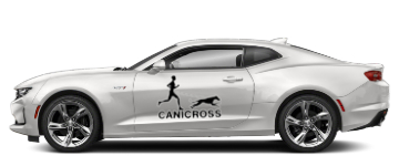 autocollant canicross - femme avec chien - autocollant voiture