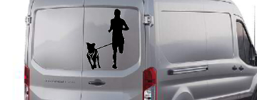 autocollant canicross - homme avec chien - autocollant voiture