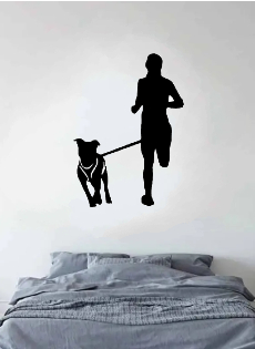 autocollant canicross - homme avec chien - autocollant voiture