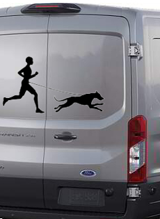 autocollant canicross - homme avec chien - autocollant voiture