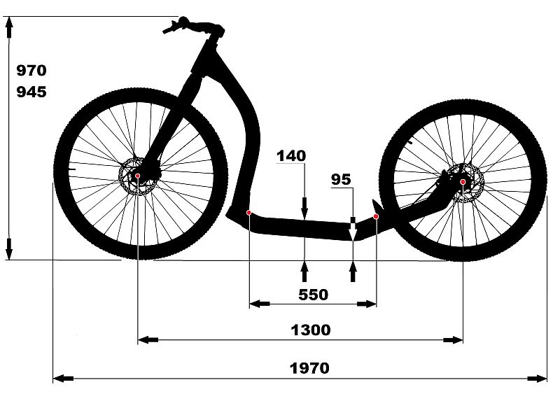 dimension de la trottinette Gravity Scooters Pulka R - CaniTrottinette - Compétition